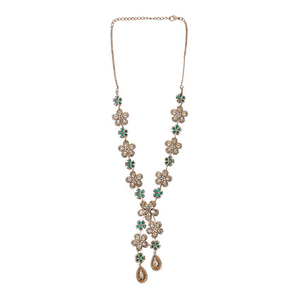 Elegant Floral Diamond-Cut Necklace and Earring Set