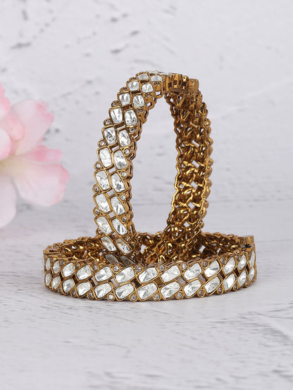 Timeless Gold-Plated Bracelet with Dazzling White Stones