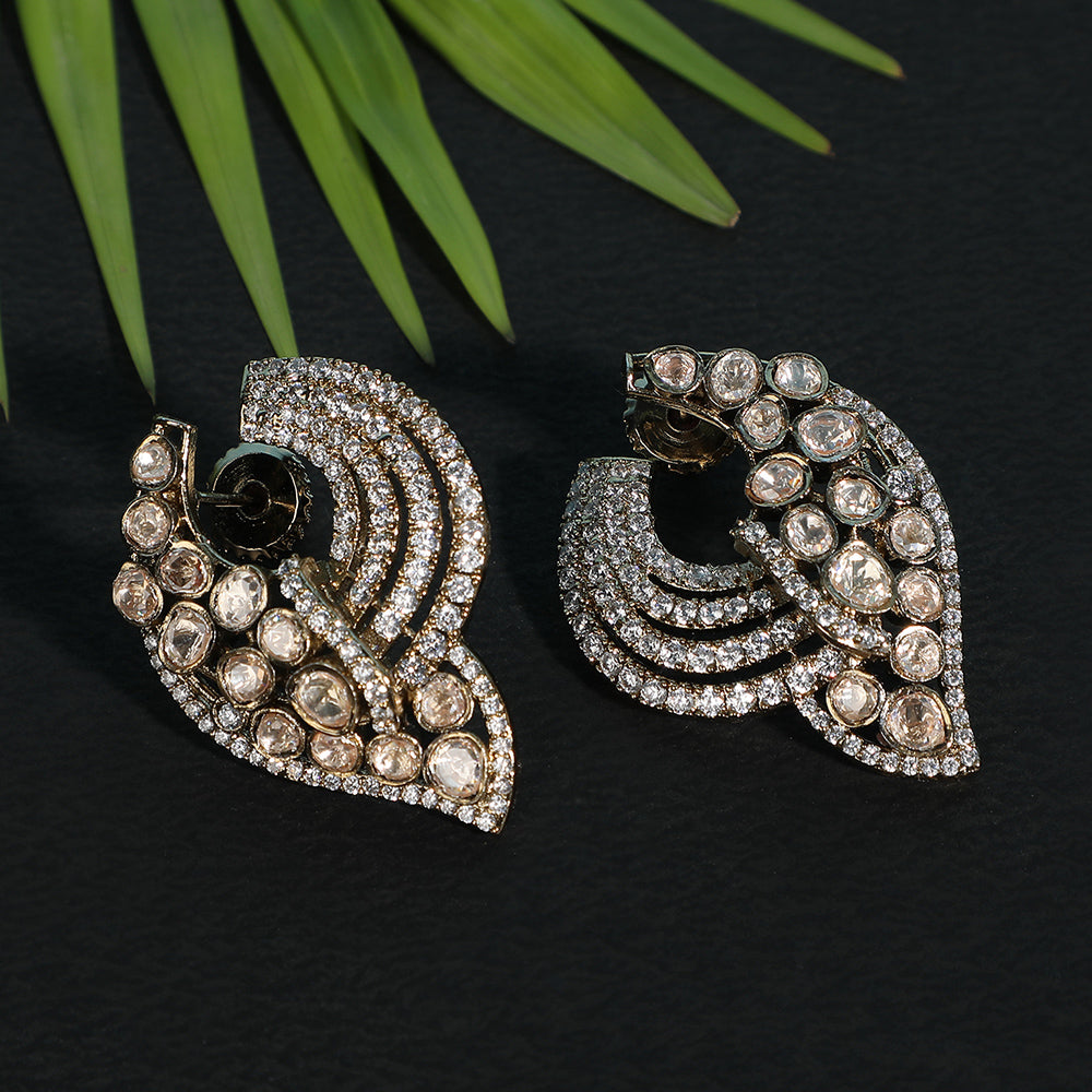 Luxe Crescent Diamond Stud Earrings