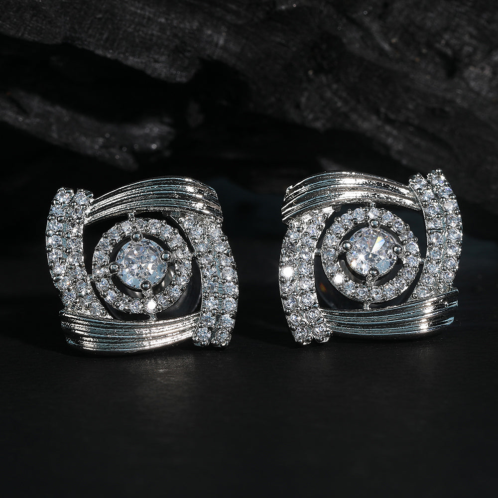 Elegant Rose-Inspired Diamond Stud Earrings