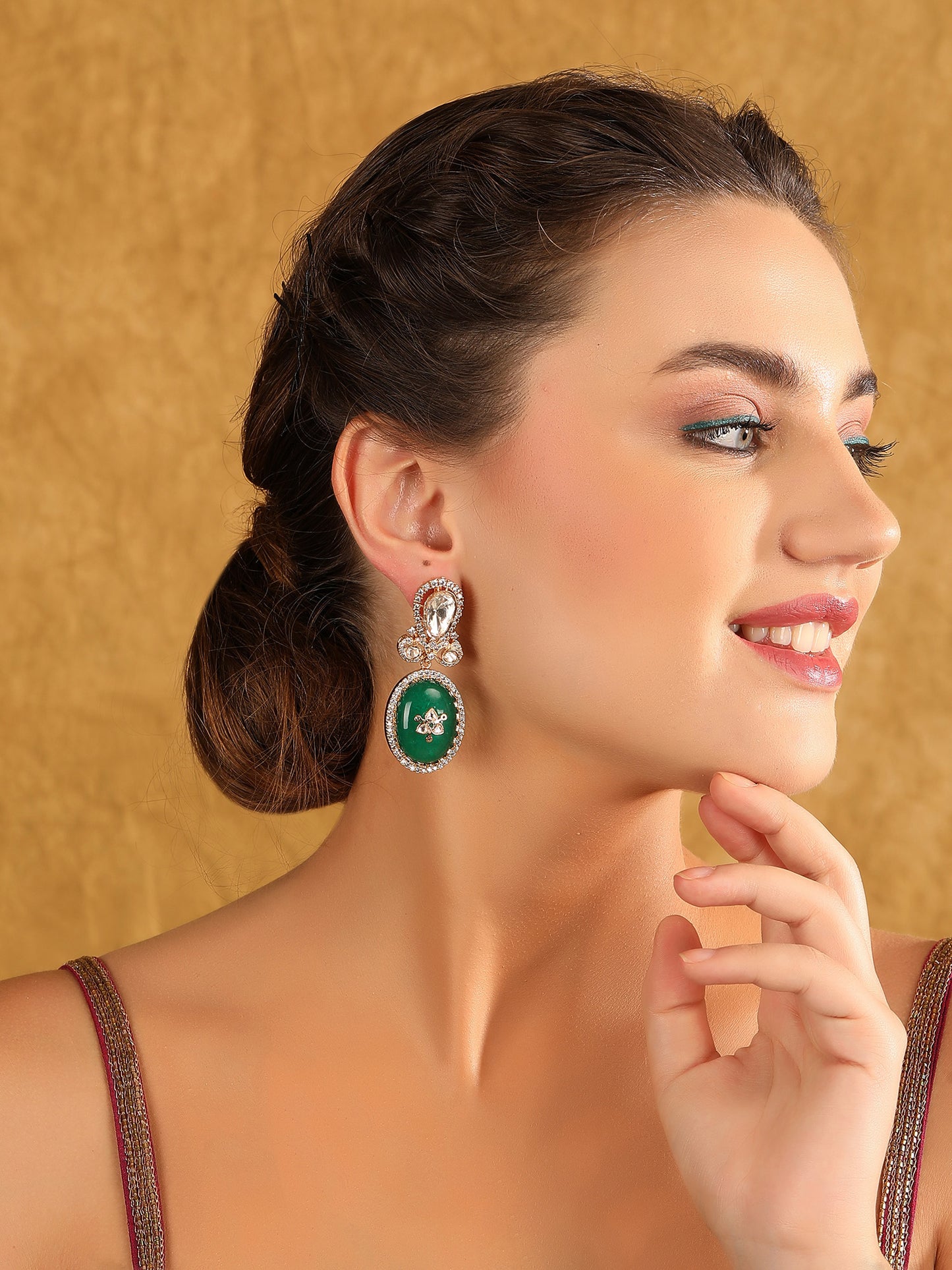 Gold-Plated Contemporary-Shaped Drop Earrings