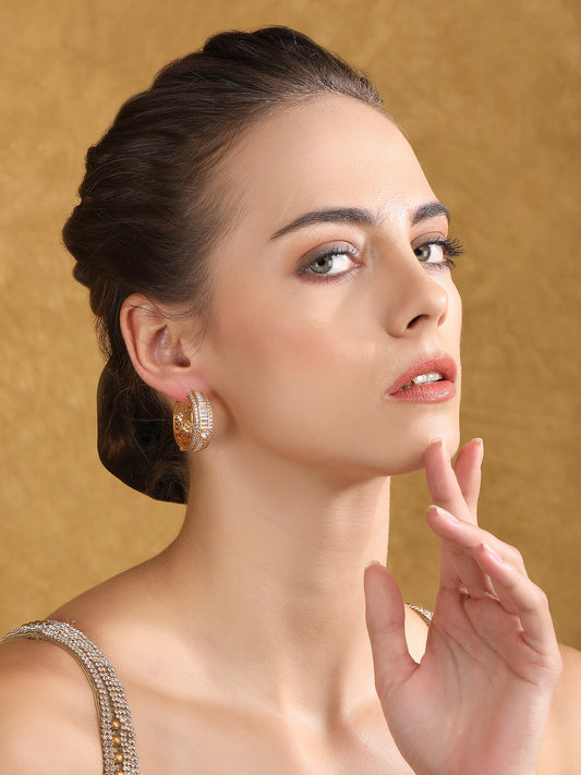 Gold Earrings with Vibrant Red Stones and Sparkling Diamonds