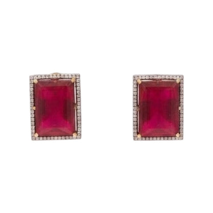 Red Crystal Pendant Necklace Set with Earrings Gold Plated Statement
