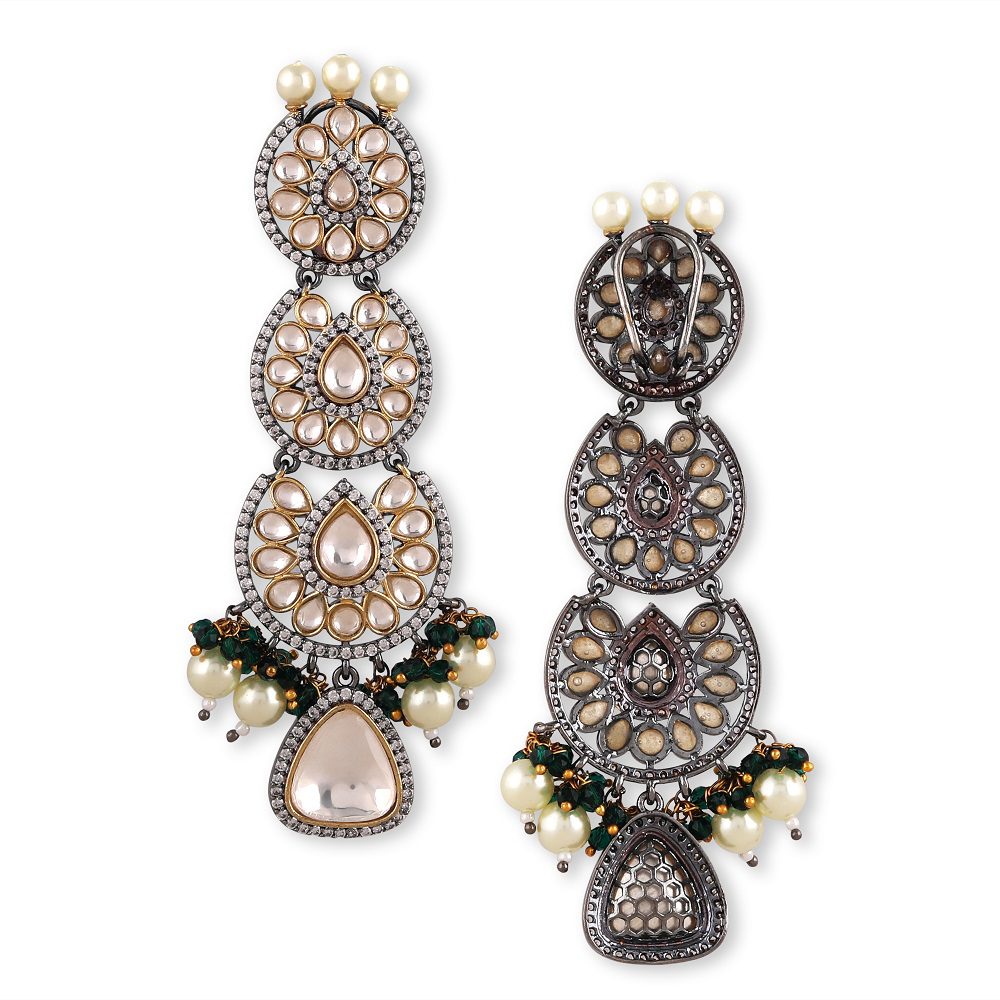 Intricate Gold Plated Kundan Earrings