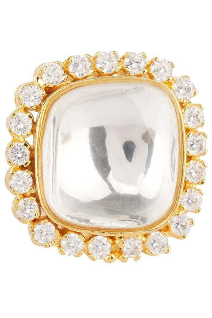 22 KT Gold Plated Kundan Ring Moissanite - Auraa Trends