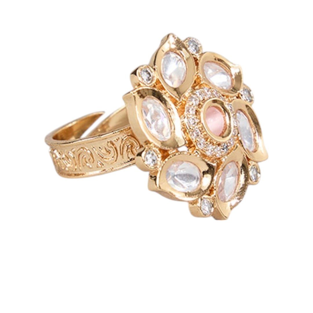 22 KT - Gold Plated Pearl Ring - Auraa Trends - Rings - # - Auraa Trends - 22 KT - Gold Plated Pearl Ring