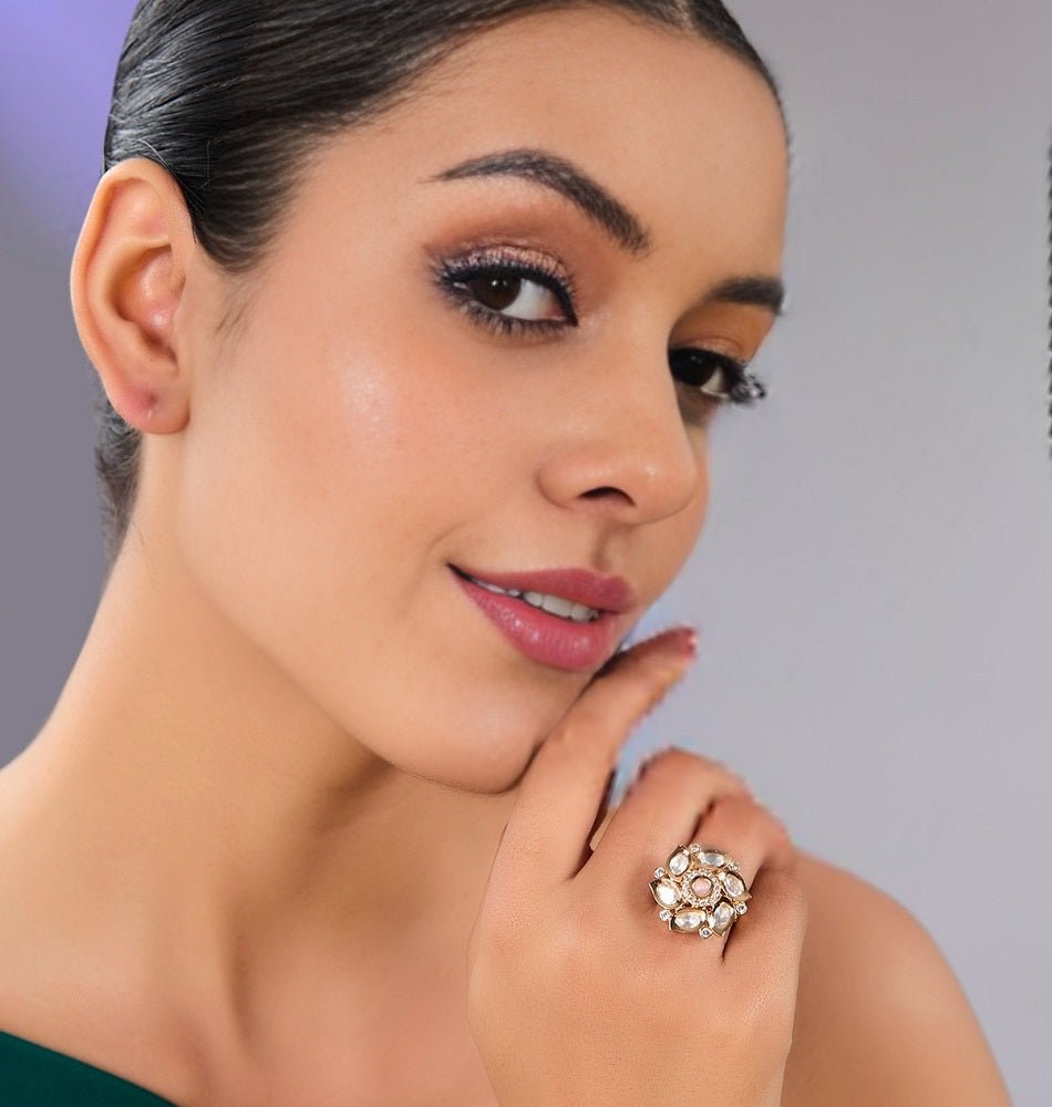 22 KT - Gold Plated Pearl Ring - Auraa Trends - Rings - # - Auraa Trends - 22 KT - Gold Plated Pearl Ring