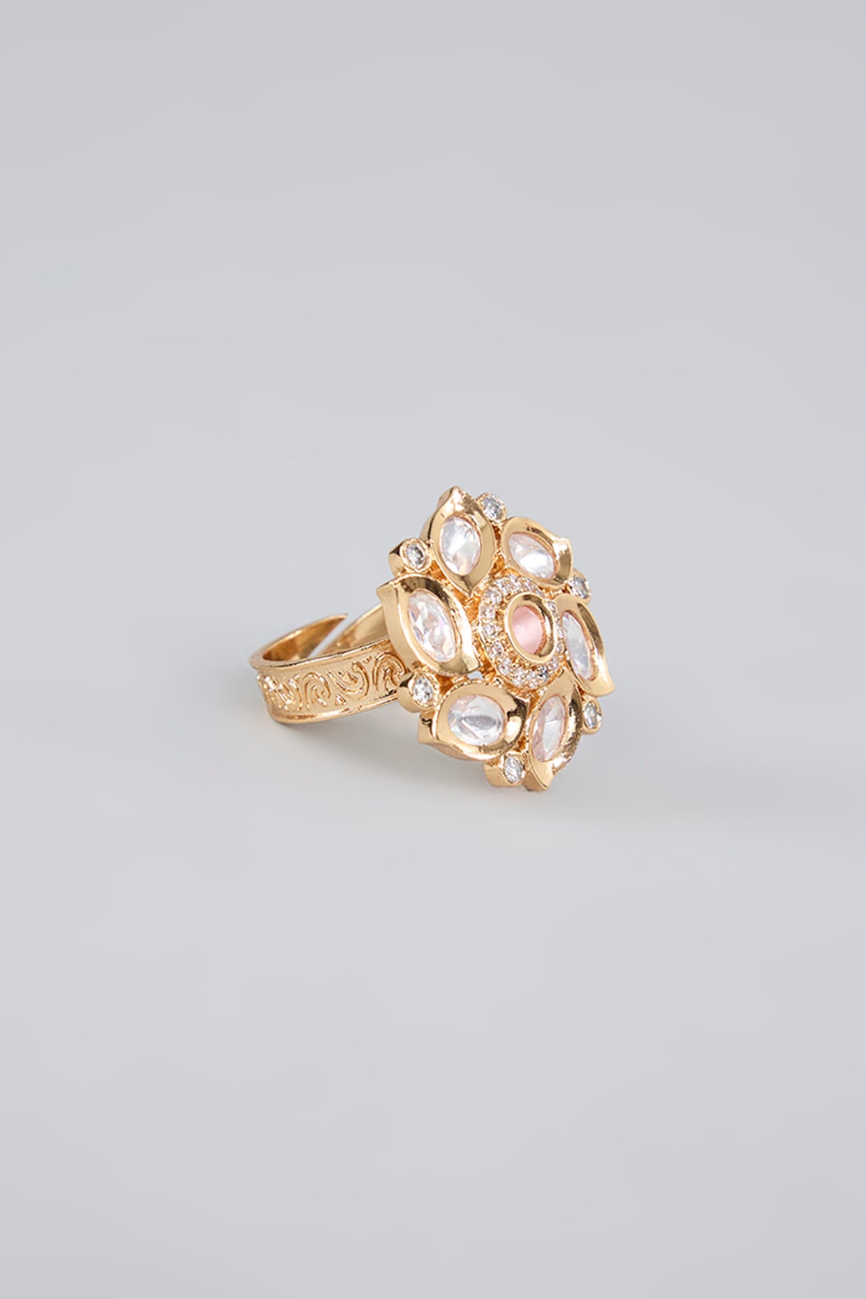 22 KT - Gold Plated Pearl Ring - Auraa Trends - Rings - # - Auraa Trends - 22 KT - Gold Plated Pearl Ring