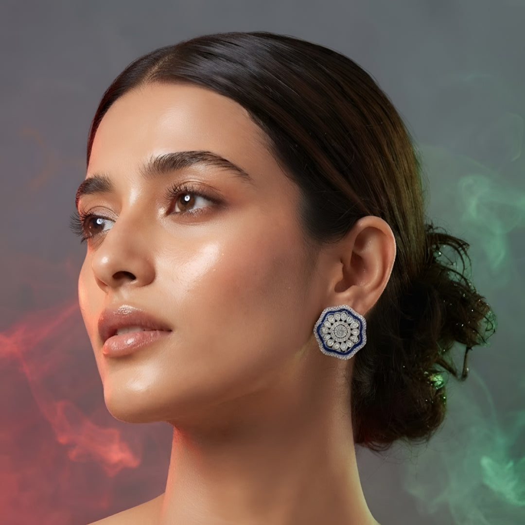Sterling Silver Cluster Earrings