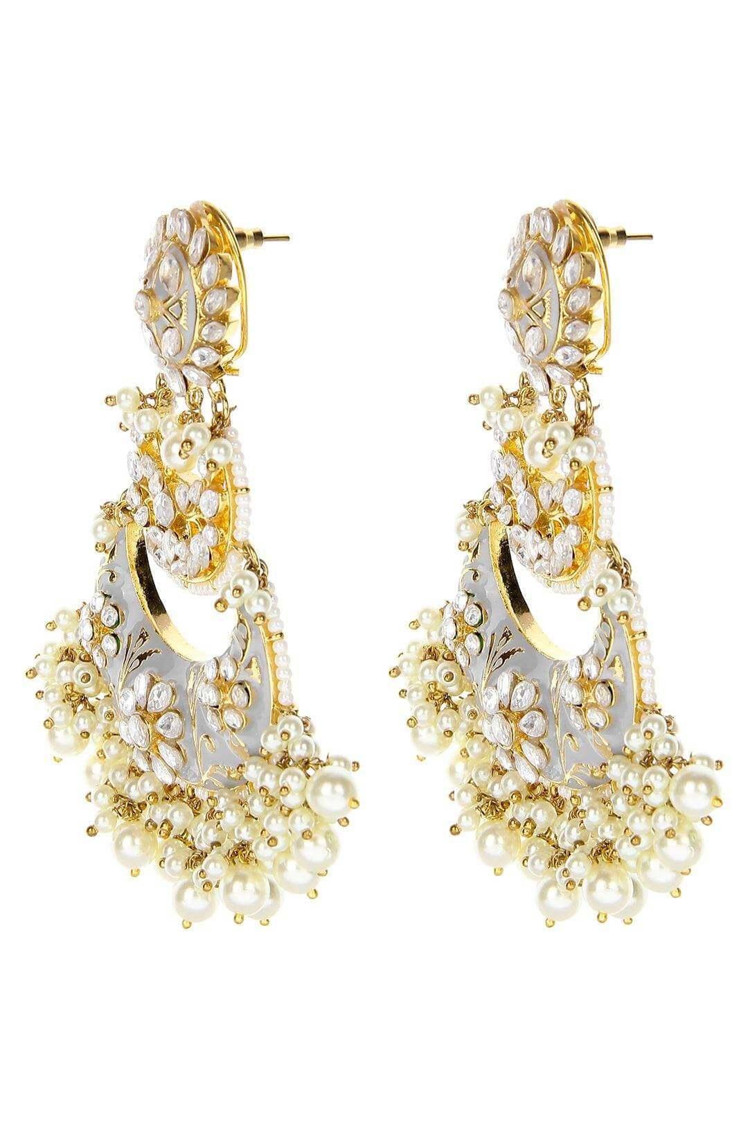 22KT Gold Plated Kundan Chandbaali Earrings - Auraa Trends