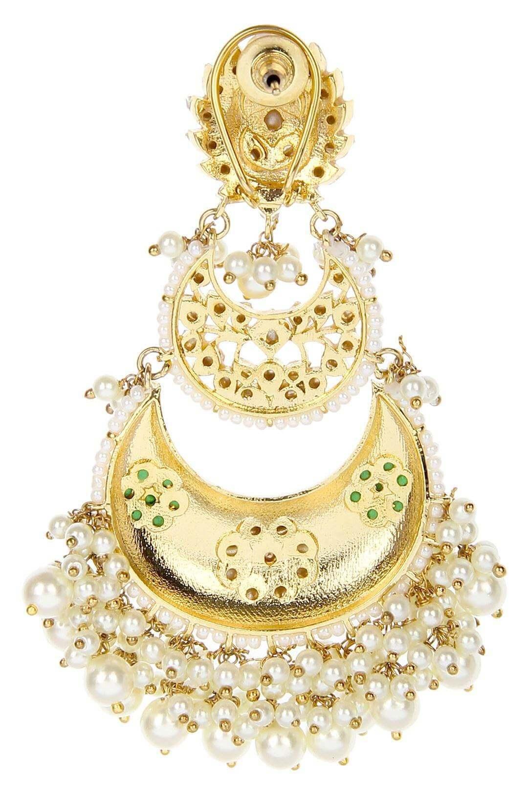 22KT Gold Plated Kundan Chandbaali Earrings - Auraa Trends