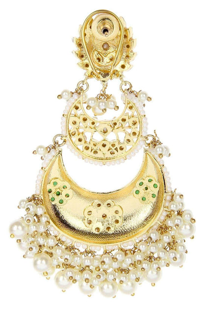 22KT Gold Plated Kundan Chandbaali Earrings - Auraa Trends
