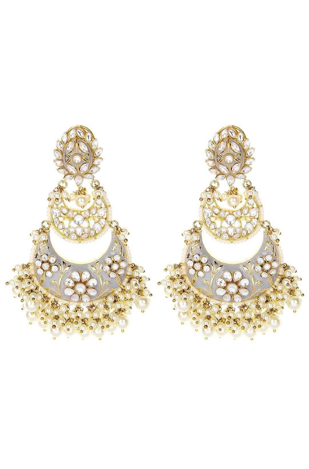 22KT Gold Plated Kundan Chandbaali Earrings - Auraa Trends