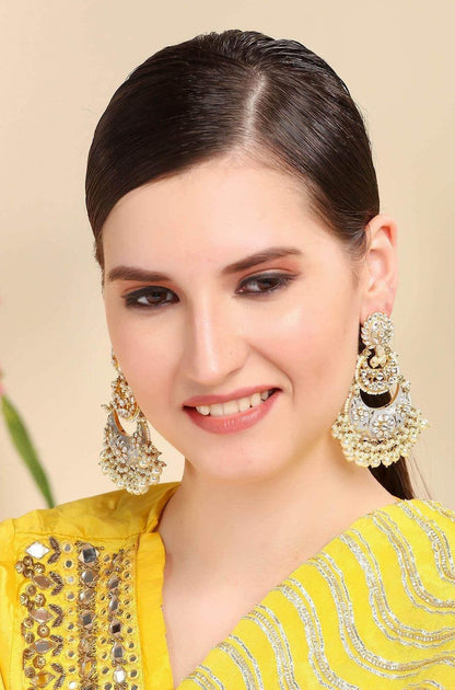 22KT Gold Plated Kundan Chandbaali Earrings - Auraa Trends