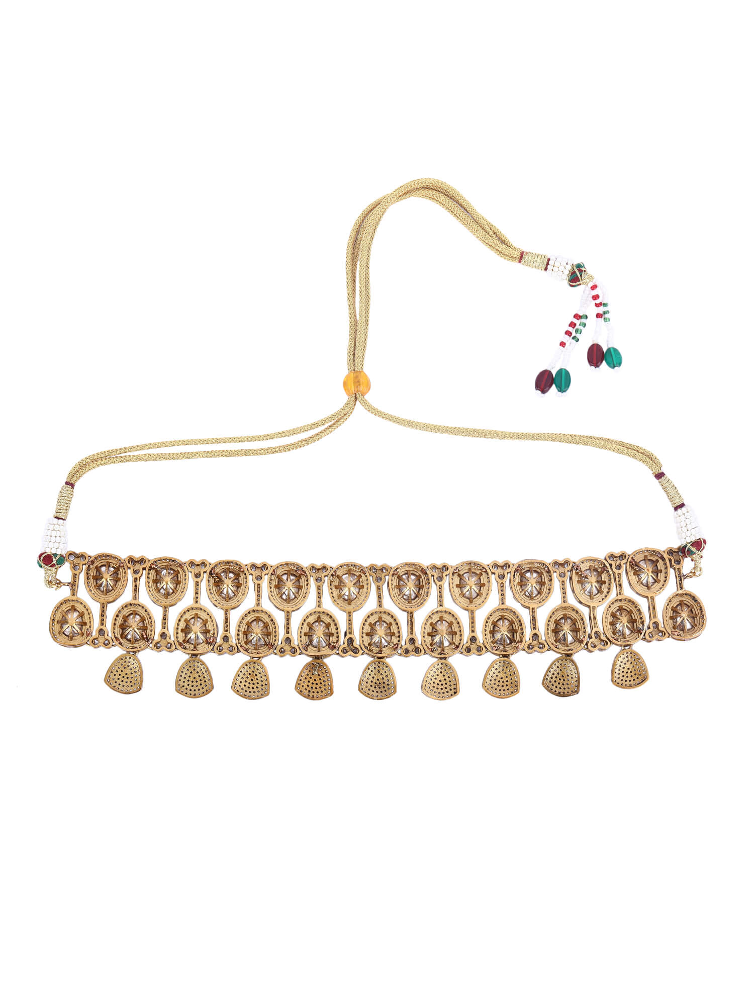 22KT Gold Plated Kundan Choker Necklace Set - Auraa Trends - choker - # - Auraa Trends - 22KT Gold Plated Kundan Necklace Set