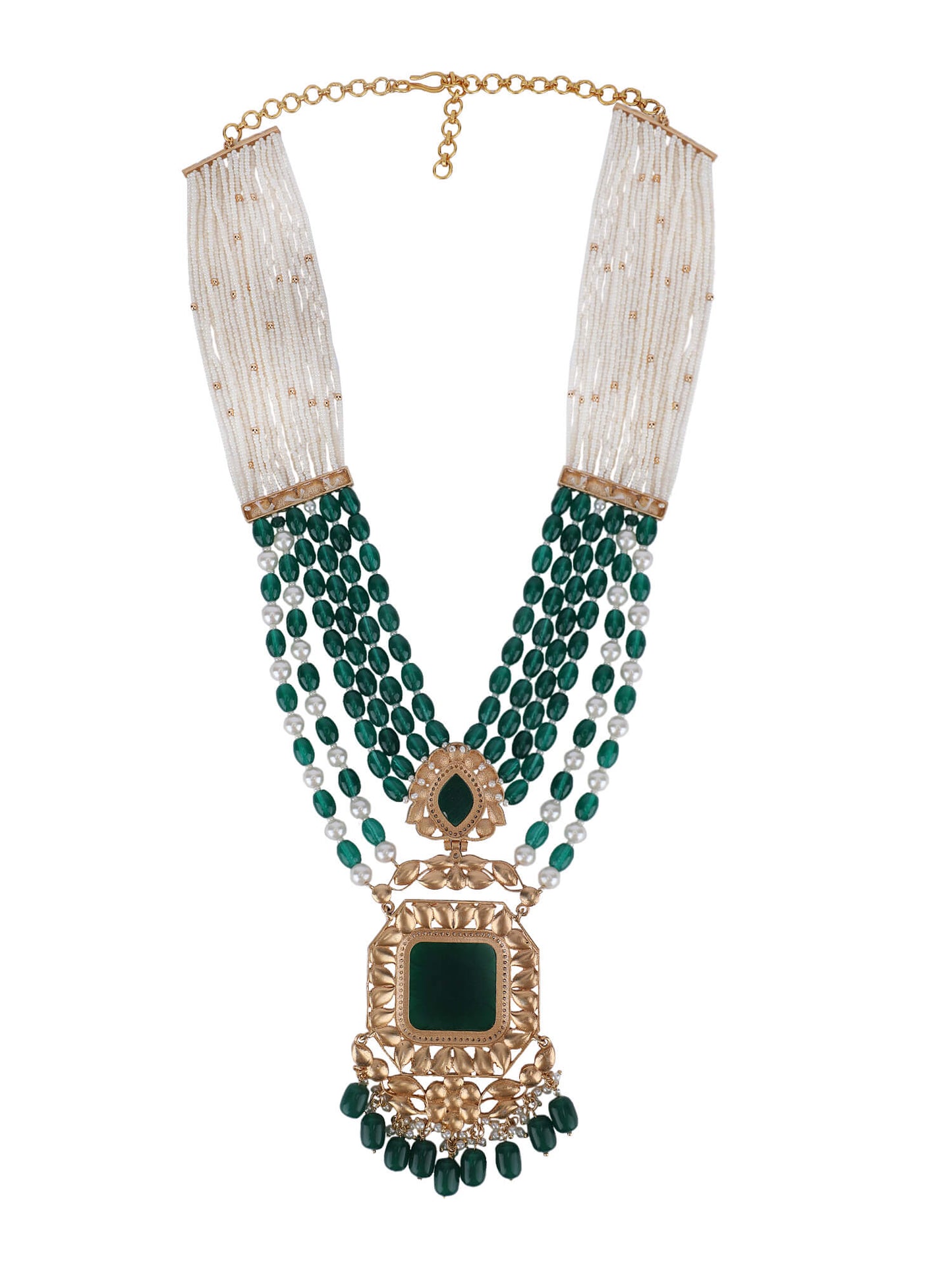 22KT Gold Plated Kundan Elegant Green Necklace Set - Auraa Trends - Necklace Set -Auraa Trends Aura Trends