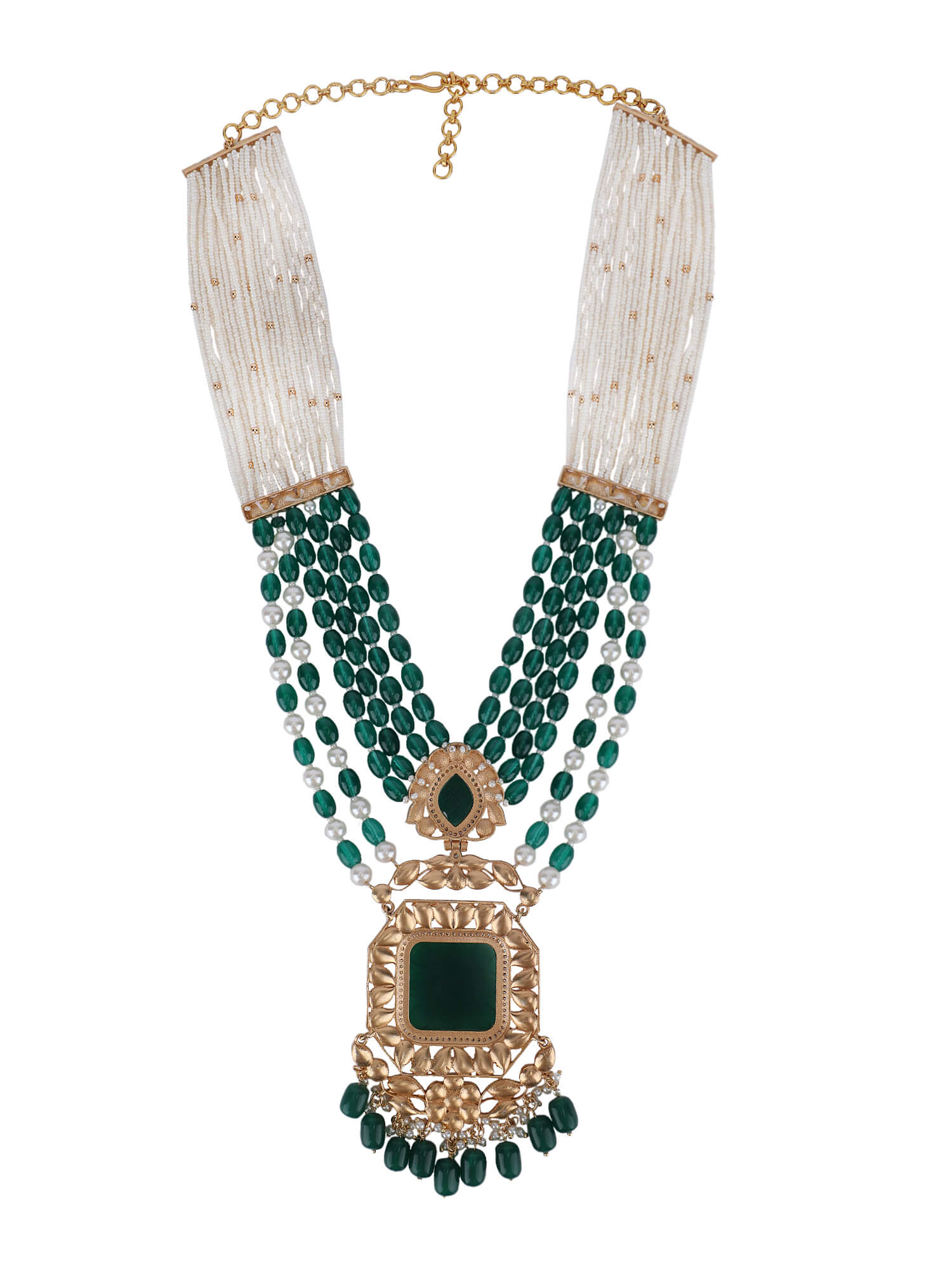 22KT Gold Plated Kundan Elegant Green Necklace Set - Auraa Trends - Necklace Set -Auraa Trends Aura Trends