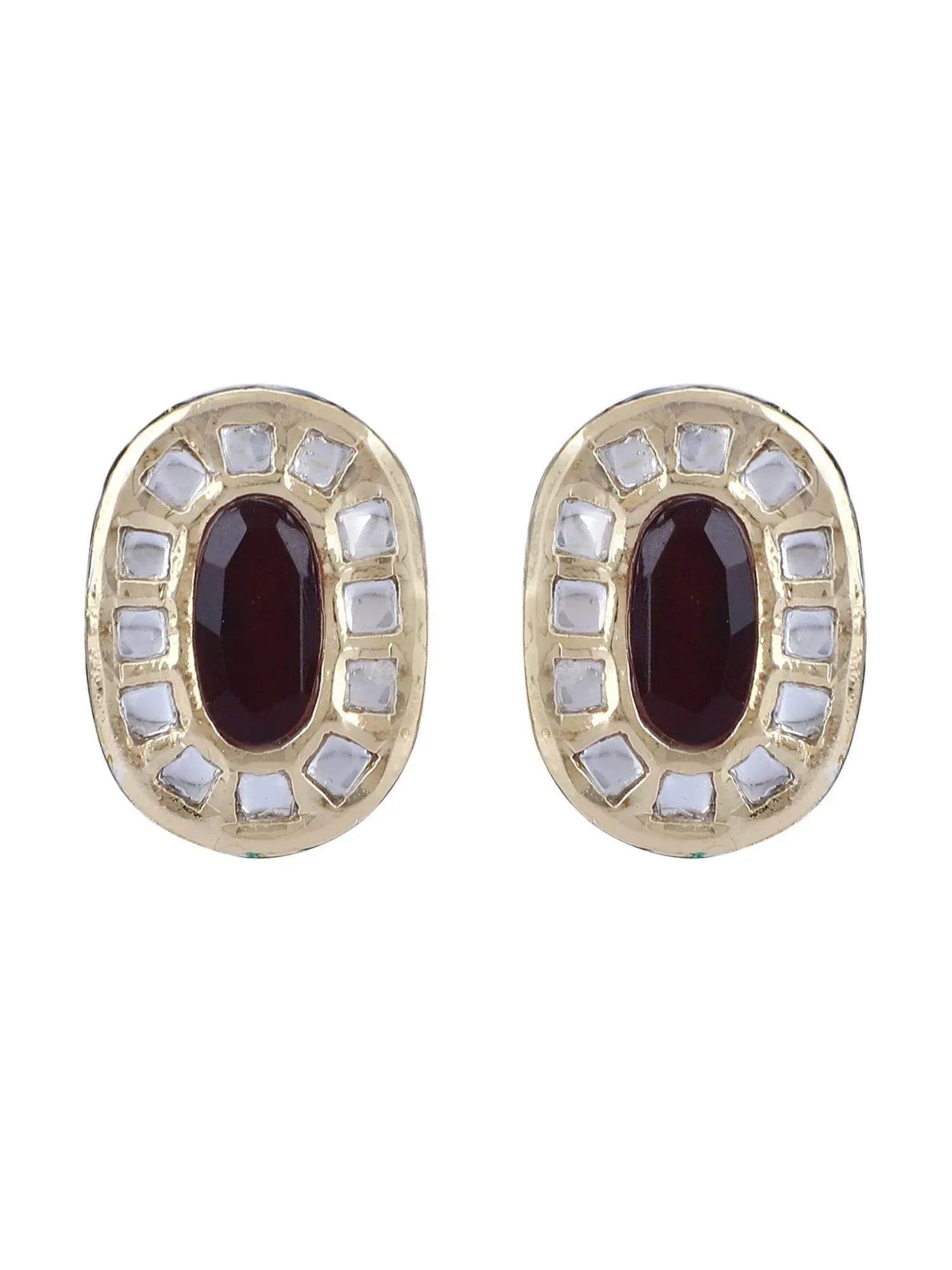 22KT Gold Plated Kundan Navratna Necklace Set For women and Girls - Auraa Trends