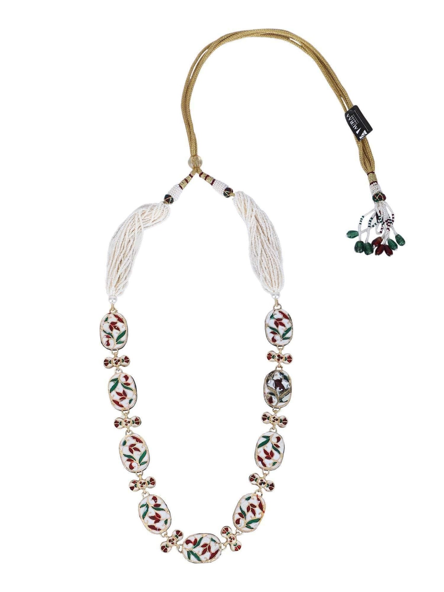 22KT Gold Plated Kundan Navratna Necklace Set For women and Girls - Auraa Trends