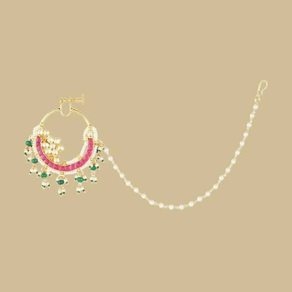 22KT Gold Plated Red Onyx Nath - Auraa Trends