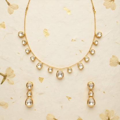 American Diamond teardrop necklace set with matching earrings