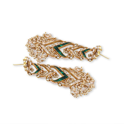 Sparkling Gold Plated Kundan Earrings
