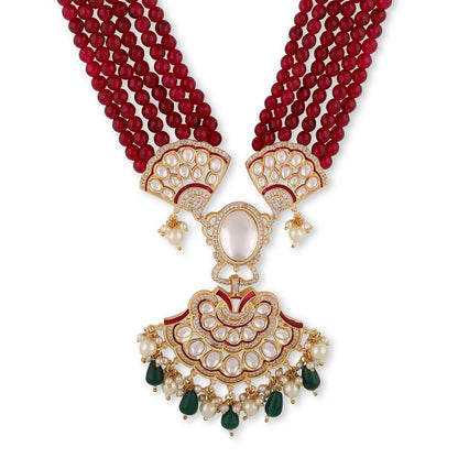 Ornate Gold Plated Kundan Necklace Set