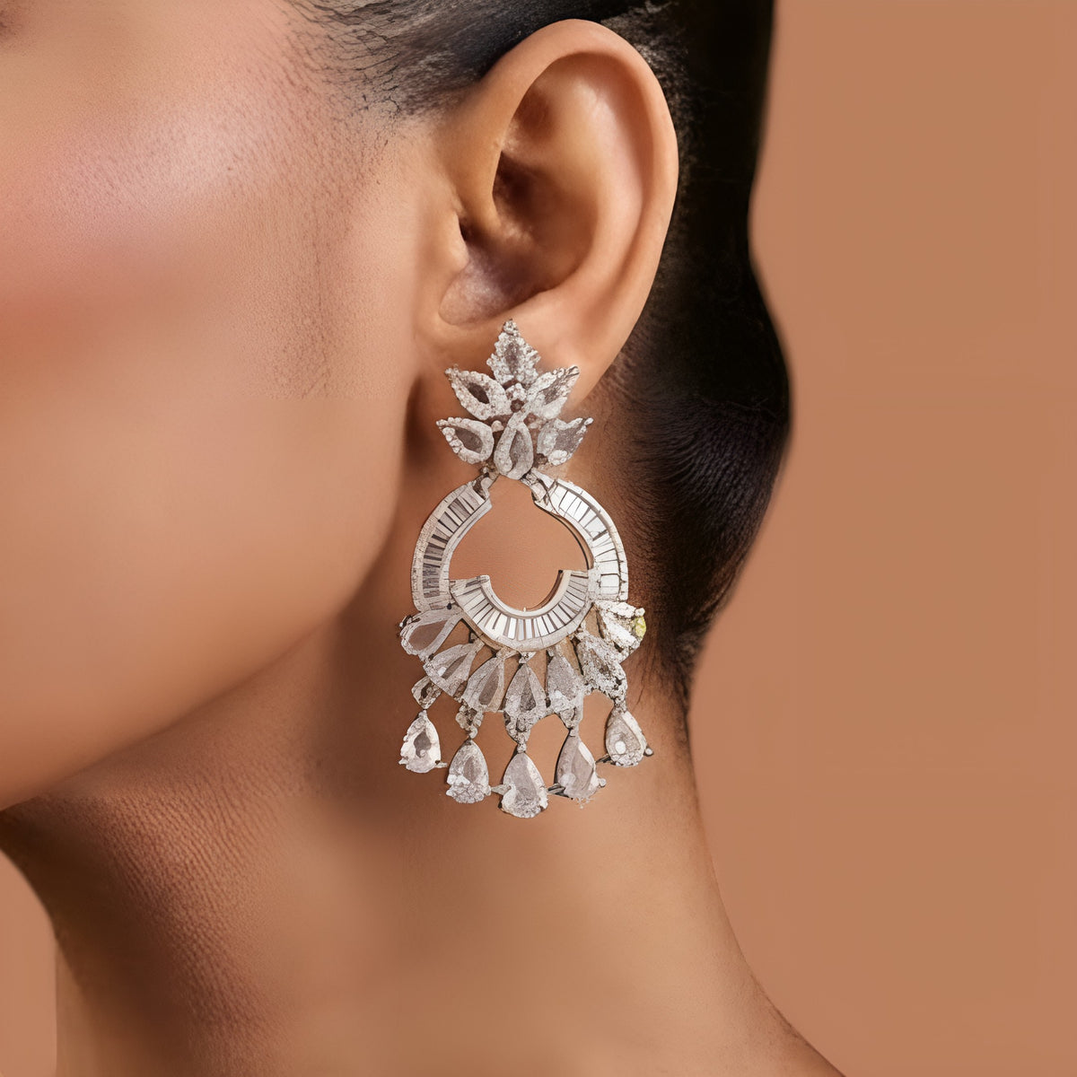 American Diamond Chandbali Earrings for Women