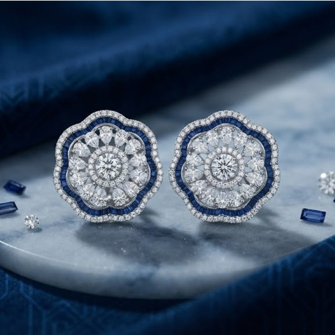 Sterling Silver Cluster Earrings