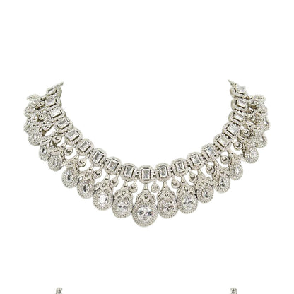 American Diamond Statement Choker Necklace Set
