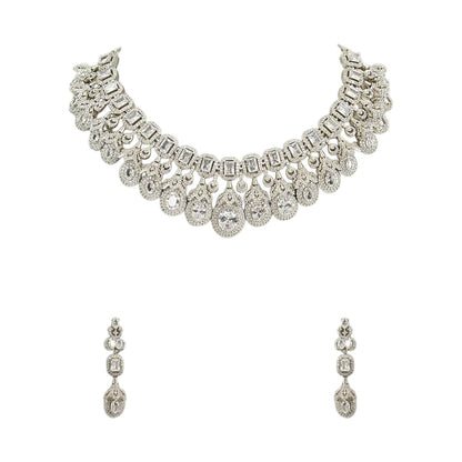 American Diamond Statement Choker Necklace Set