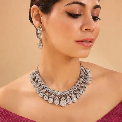 American Diamond Statement Choker Necklace Set
