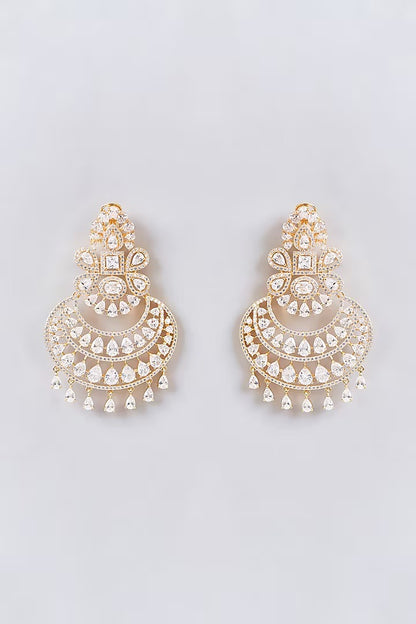 Gold-Plated American Diamond Chandbali Earrings