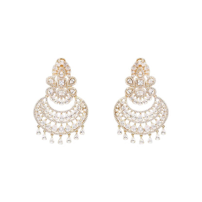 Gold-Plated American Diamond Chandbali Earrings