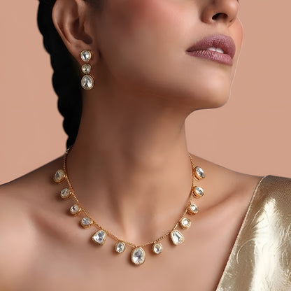 American Diamond teardrop necklace set with matching earrings