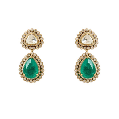 Emerald Green Kundan Necklace Set with Matching Earrings