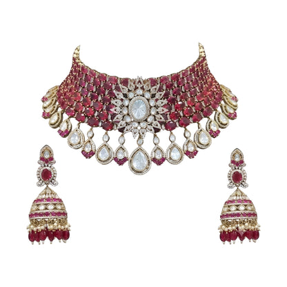 Ruby Red Victorian Bridal Choker Set