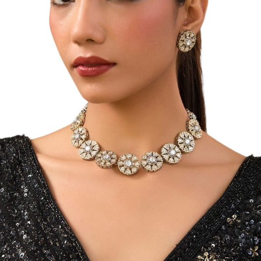 Beautiful Crystal Floral Jewelry Set for Women   Necklace and Earrings Choker