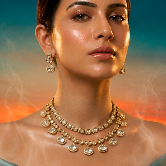 Elegant Kundan Necklace Set with Earrings for Weddings & Festive Wear