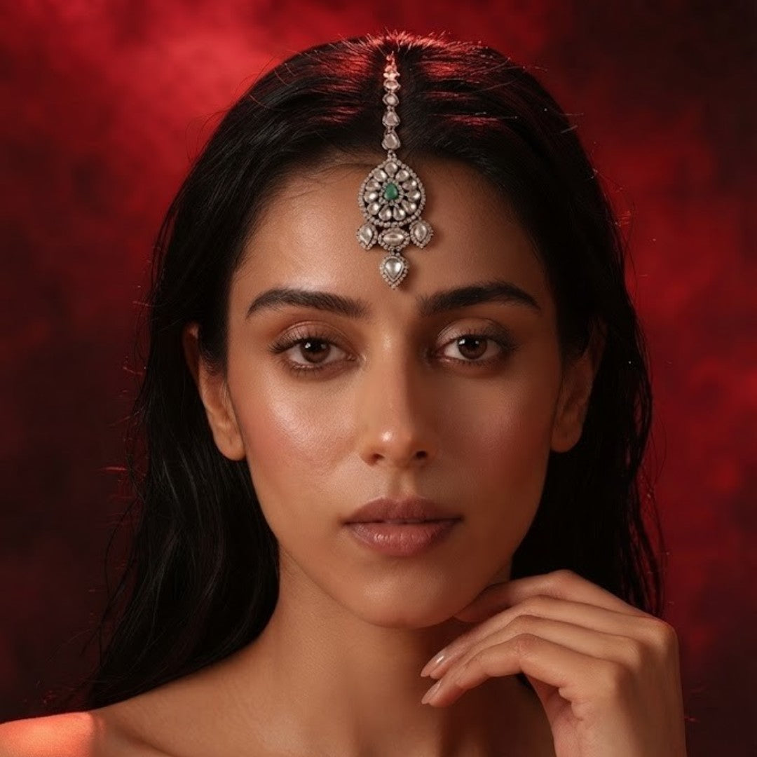 Teardrop Polki Stone Maang Tikka