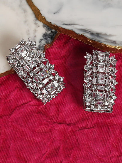 Regal Rhodium Plated American Diamond Earring
