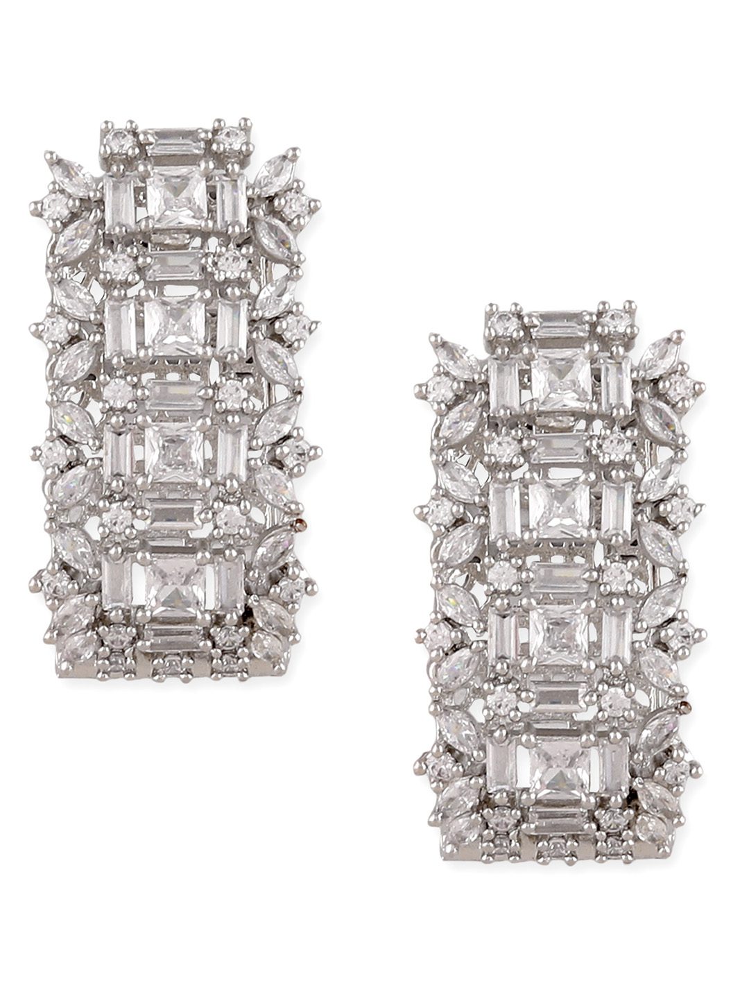 Regal Rhodium Plated American Diamond Earring