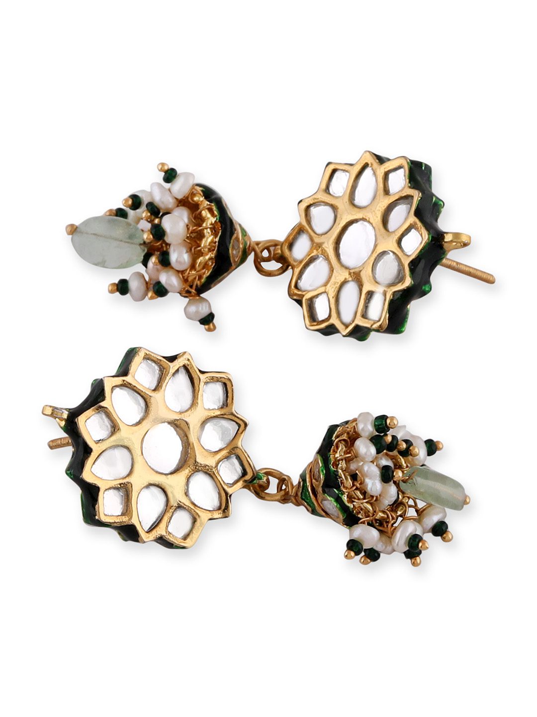 Sumptuous Silver Mint Green Kundan Necklace set