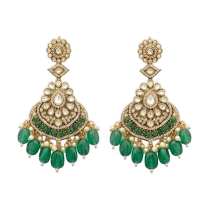 Emerald Green Kundan Bridal Choker Set with Earrings