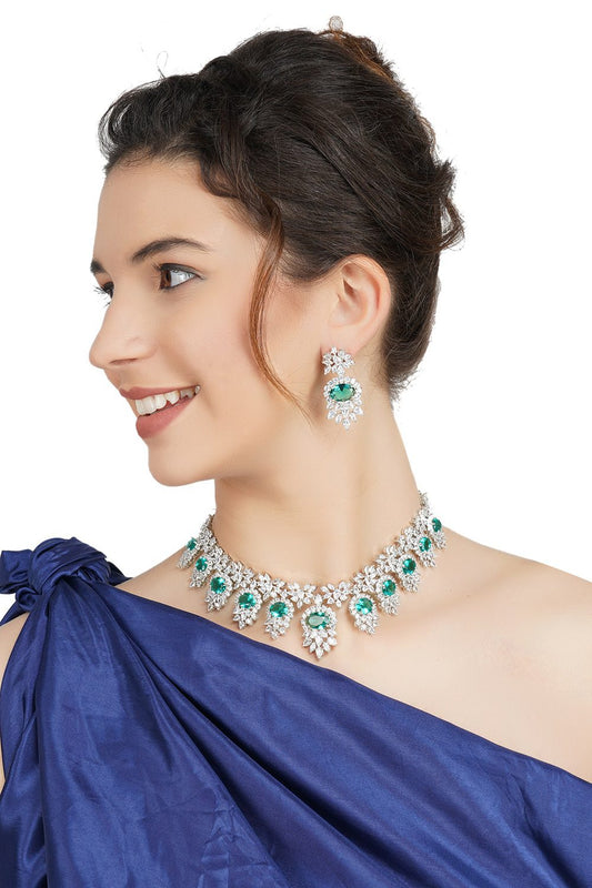 Light Green Necklace And Earrings Set