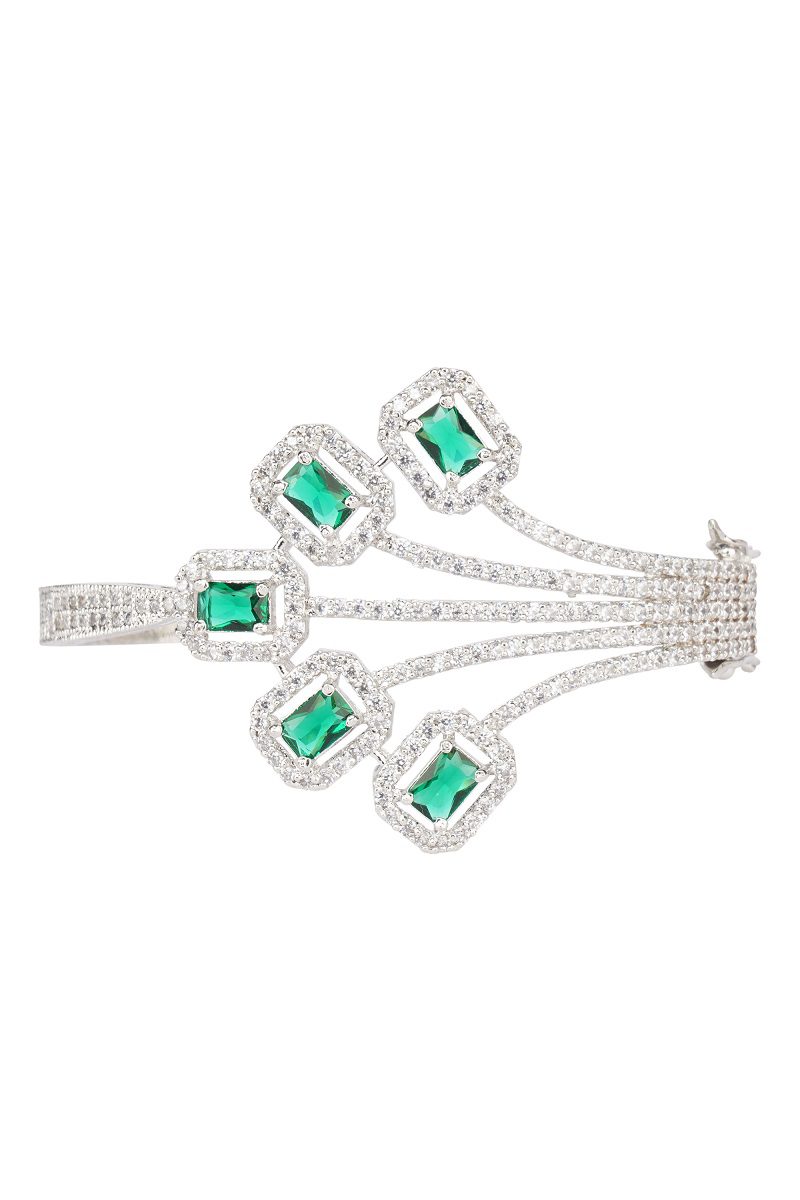 Intricate Rhodium Finish Diamond Studded Bracelet