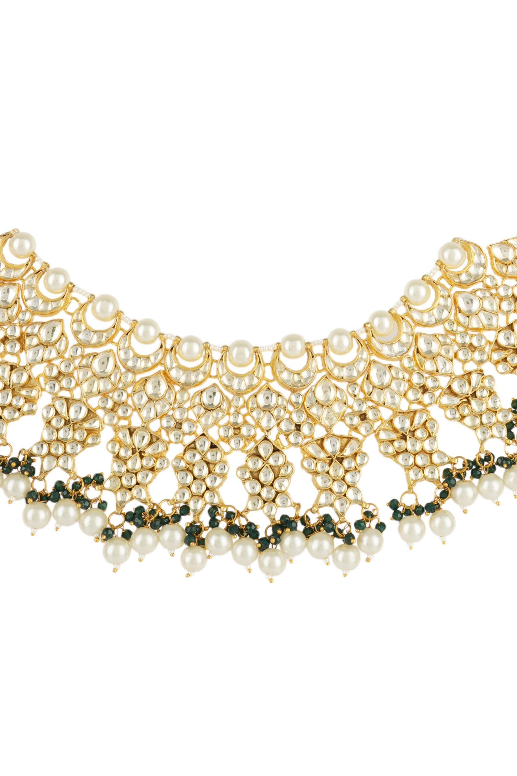 Ornamental Gold Plated Kundan Necklace Set