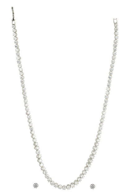 Pristine Rhodium Finish Diamond Necklace set