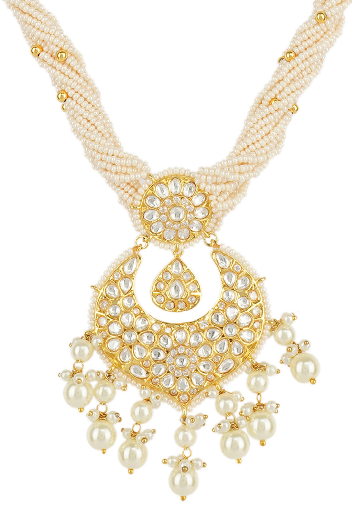 Glamourous Gold Plated Kundan Long Necklace Set