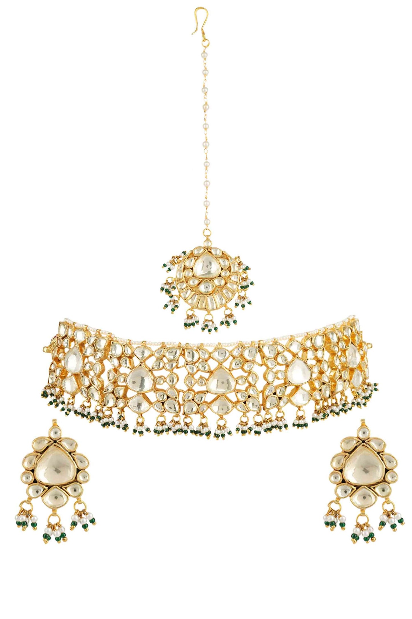 Shining Gold Plated Kundan Choker Necklace Set